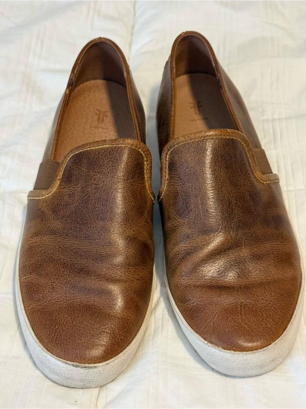 FRYE Dylan Cognac Leather Slip On Fashion Sneakers Size 9 - womens